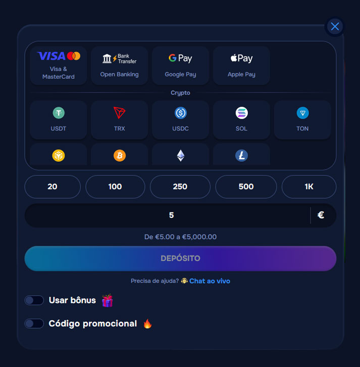 Wizardo casino payment methods.