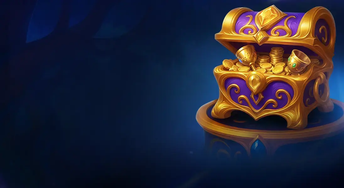 Golden treasure chest filled with coins